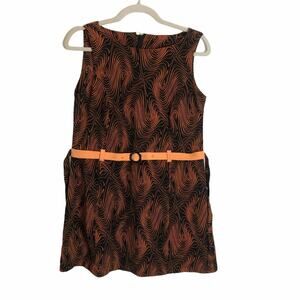 Vintage Retro Groovy Orange Black Tunic Top M